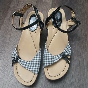 Dansko Gingham Black And White Wedges Size 37 Size 7